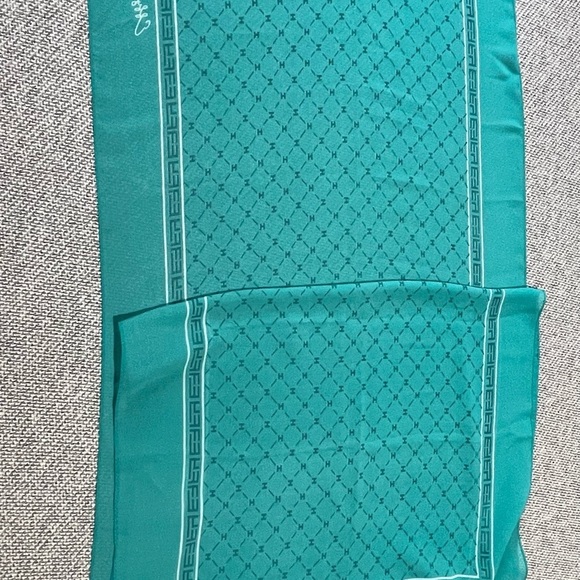 Effy Hematian Sheer Scarf Teal Turquoise Sheer Signature 18.5 x 58 - Picture 6 of 16